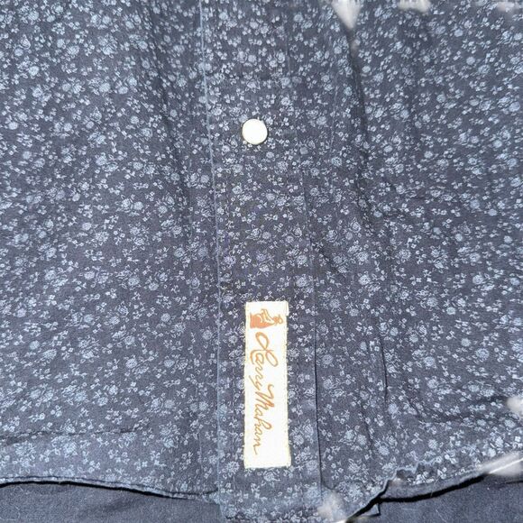 Larry Mahan Western Pearl Snap Shirt Mens L Black Floral Cowboy Rodeo Vintage - Picture 6 of 14